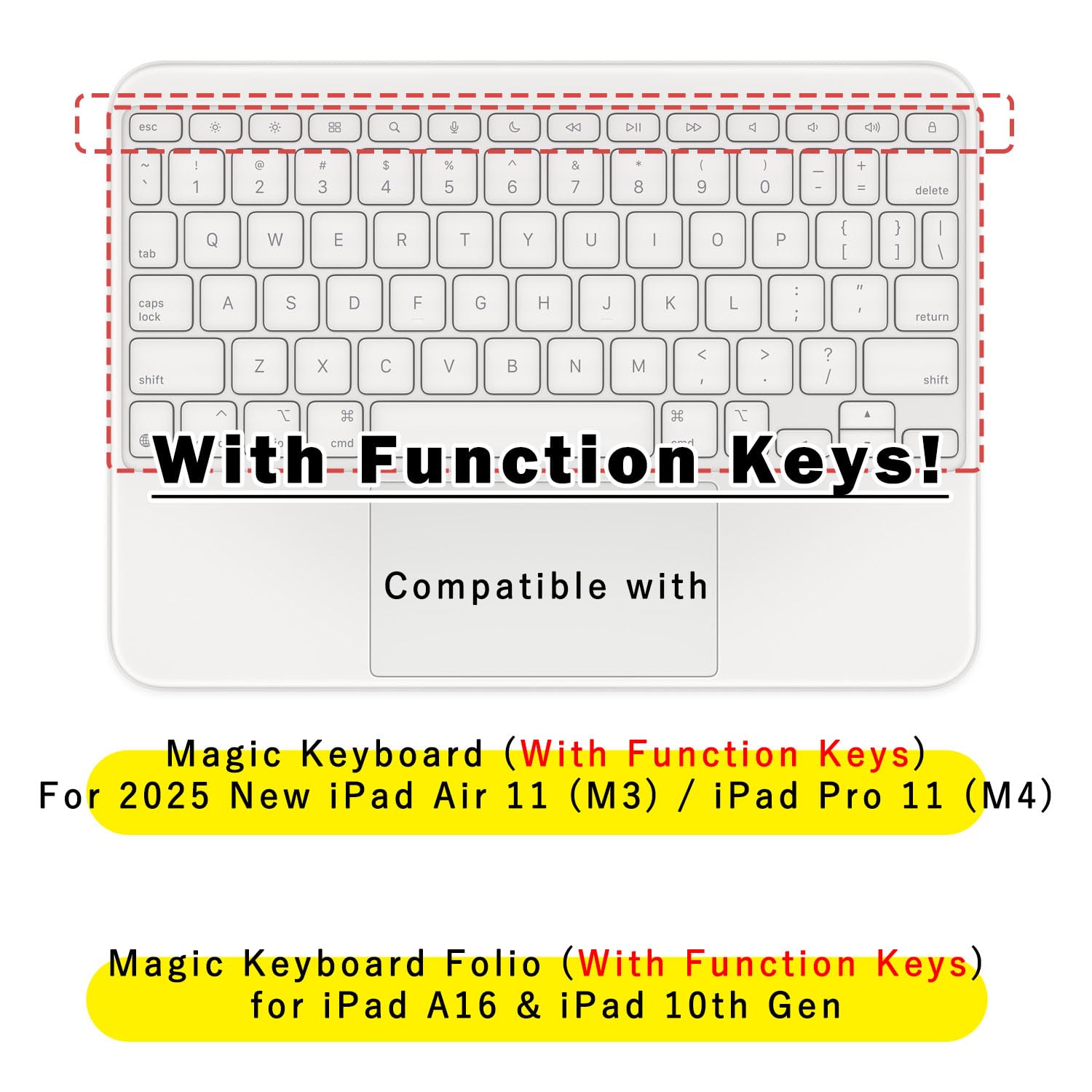 Ultra Thin Transparent Keyboard Cover Protector for iPad Air 11 M3 & Pro 11 M4 (2025 Magic Keyboard) & iPad A16/10th Gen (Magic Keyboard Folio) with Function Keys - Perfect for Work, Travel & Home Office Use