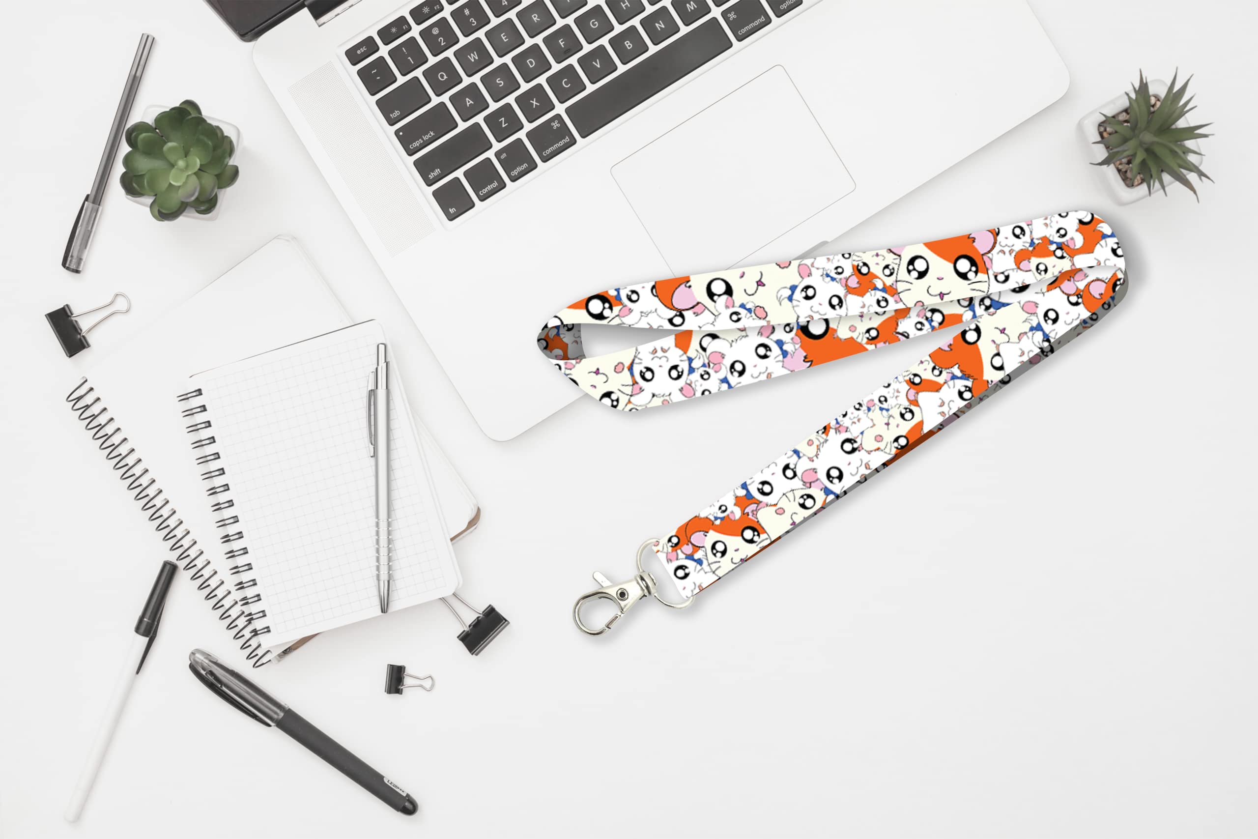 Cute Hamtaro Bijou Hamster Lanyard Keychain for Keys, ID Badges & Work Accessories - Perfect for Anime Fans, Kawaii Collectors & Office Use