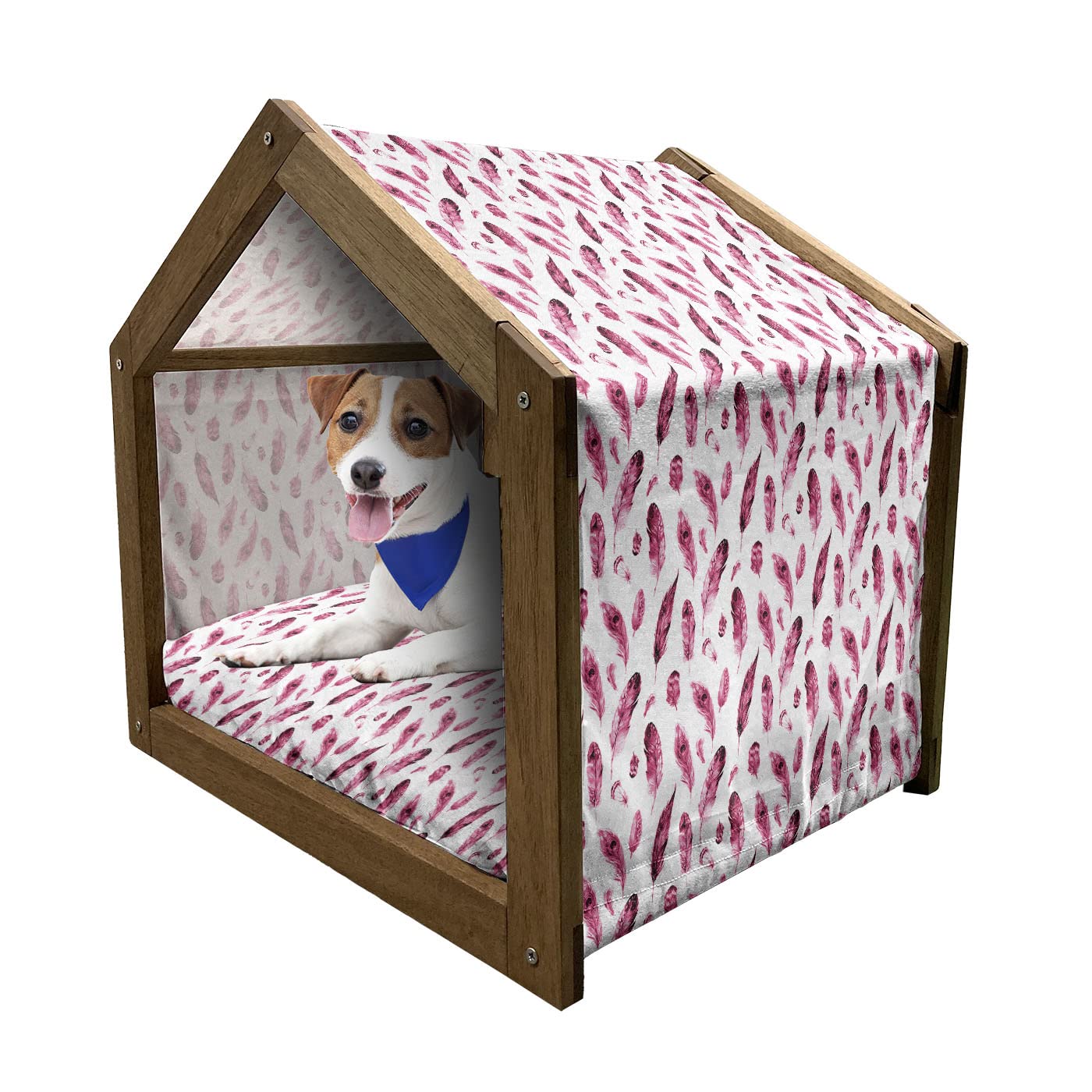 Lunarable Colorful Wooden Pet House - Cozy Indoor/Outdoor Dog & Cat Shelter for Small to Medium Pets - Perfect for Home, Garden, or Patio Use