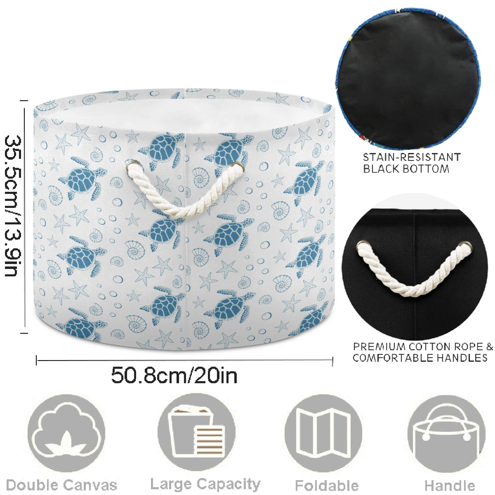 Visesunny Collapsible Large Capacity Storage Basket - Durable Cotton Handles for Toys, Clothes, Laundry | Space-Saving Home Organizer for Bathroom, Bedroom, Nursery & Closet | Perfect for Kids' Room, Beach Trips & Pet Supplies Storage
