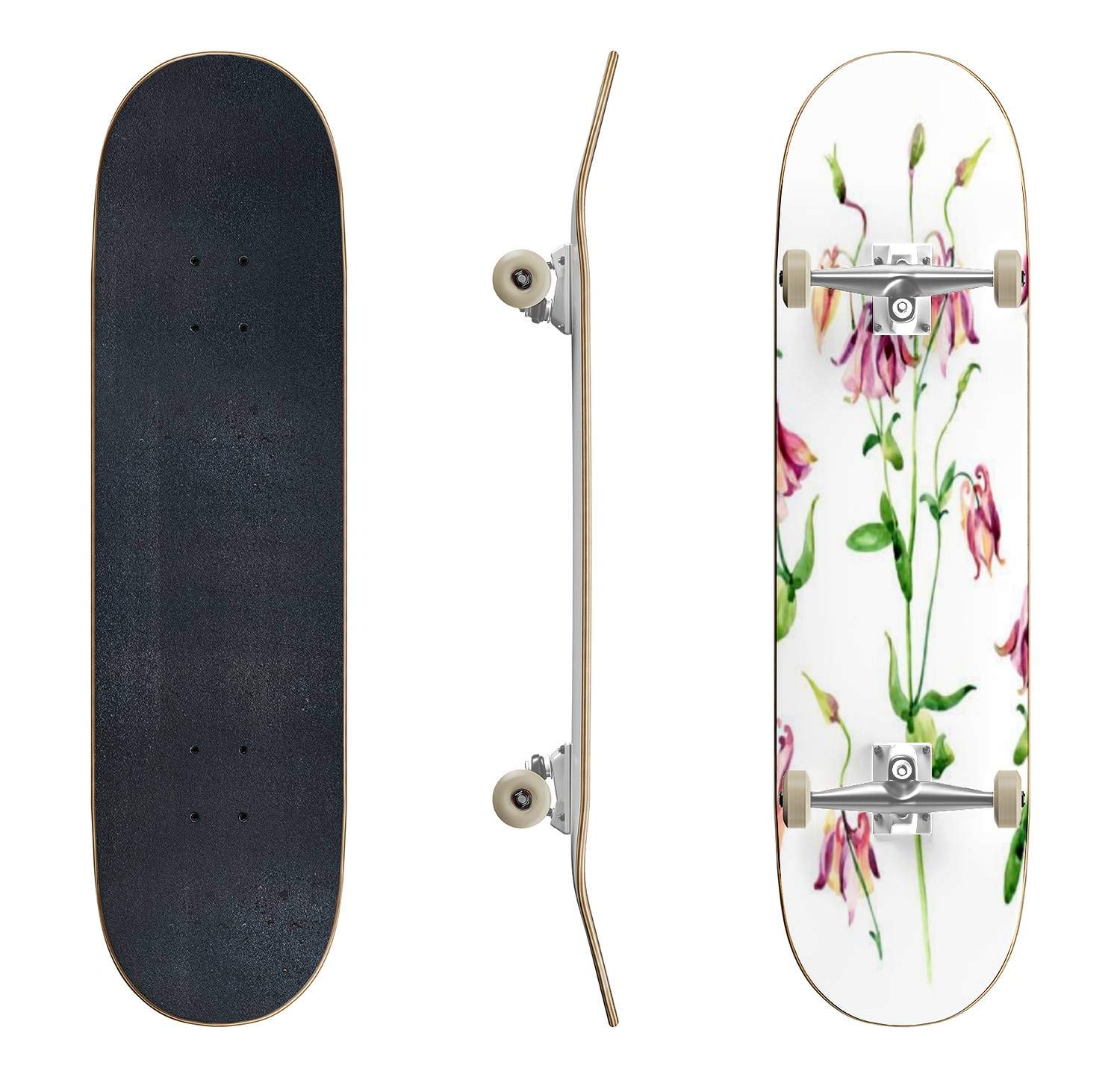 EFTOWEL Hand-Painted Watercolor Skateboard - Artistic Longboard with Leaf Design for Beginners & Pros | Perfect for Extreme Sports, Teen Gifts & Wedding Decor | Durable Classic Concave Deck for Street & Park Riding