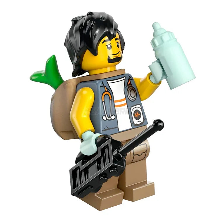 LEGO Minifigure Male City Jungle Explorer with Jacket, Stethoscope, Black Hair & Backpack - Perfect for Adventure Play, Collectors & LEGO City Jungle Dioramas