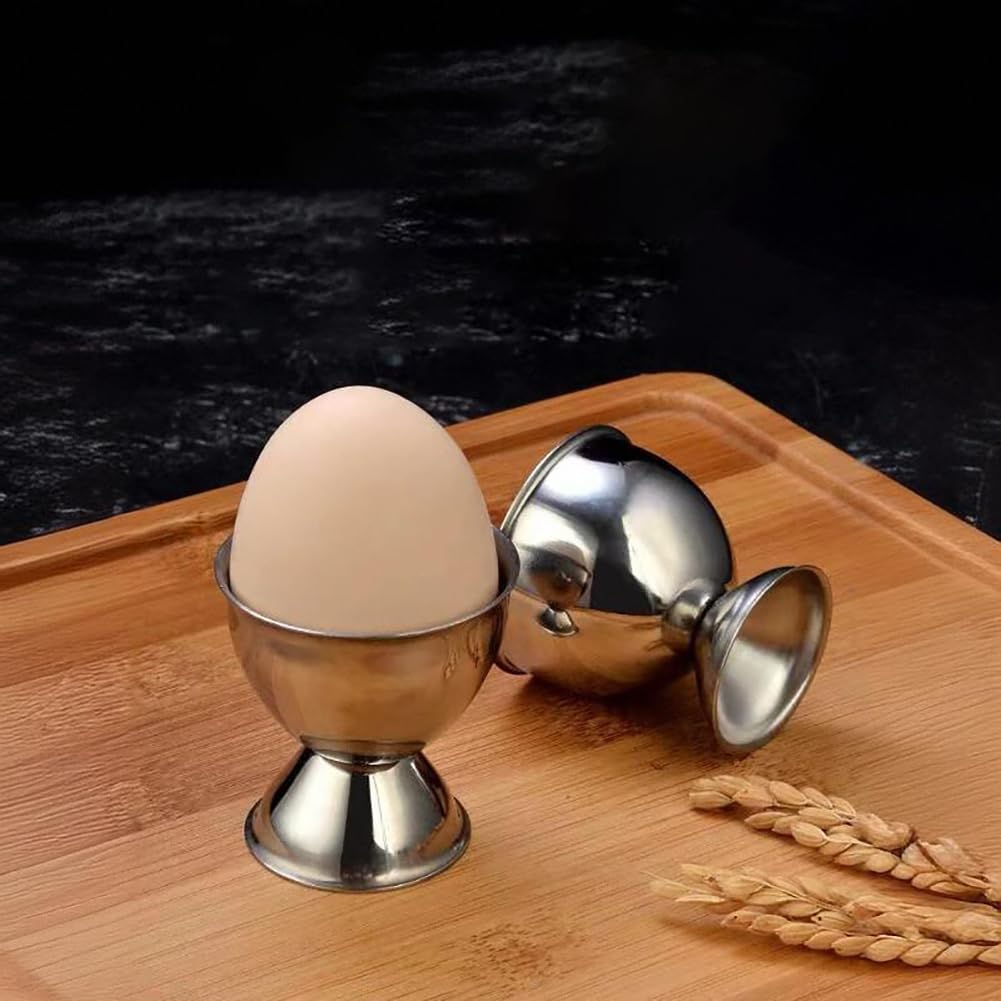 4 Pcs Stainless Steel Egg Cups - Egg Display Stand Holders for Kitchen - Small Egg Trays for Boiled Eggs - Perfect for Breakfast, Brunch, and Easter Decorations