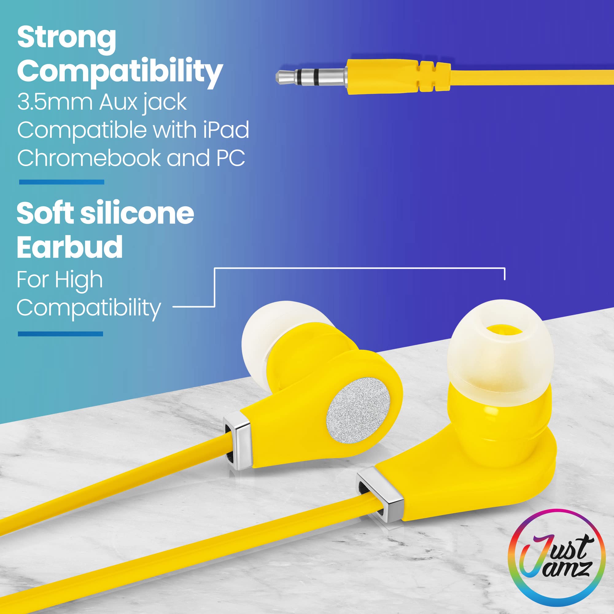 30 Pack Multicolor 3.5mm Stereo Earbuds Bulk - for School, Classroom, Library Use