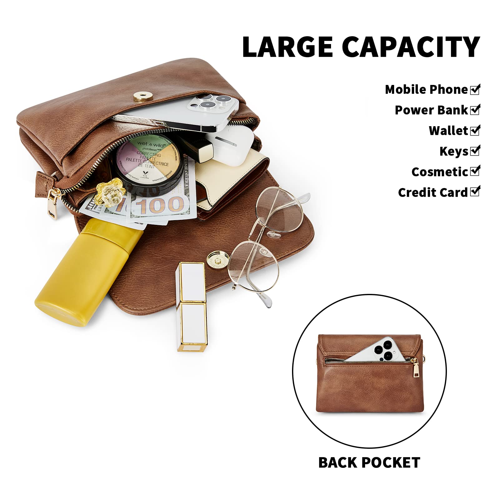 CHOLISS Vegan Leather Small Crossbody Bag for Women - Adjustable Strap Mini Phone Purse, Perfect for Travel, Shopping & Everyday Use
