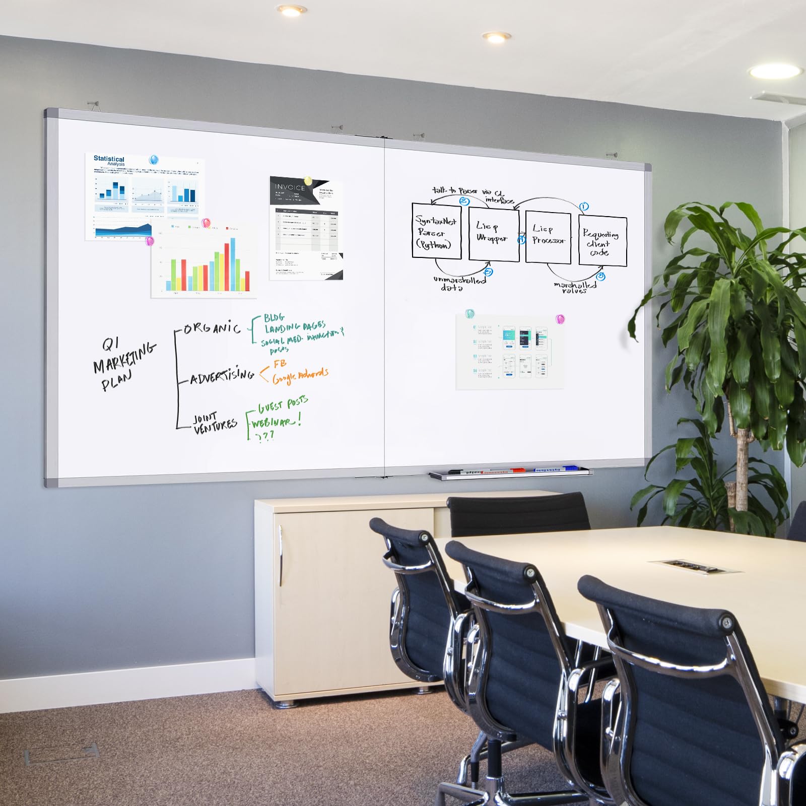 Maxtek 72x40 Large Magnetic Whiteboard - Aluminum Dry Erase Board for Wall Mounting with Pen Tray | Perfect for School Classroom, Office Presentations & Home Organization | Durable Whiteboard for Teaching, Meetings & Creative Planning