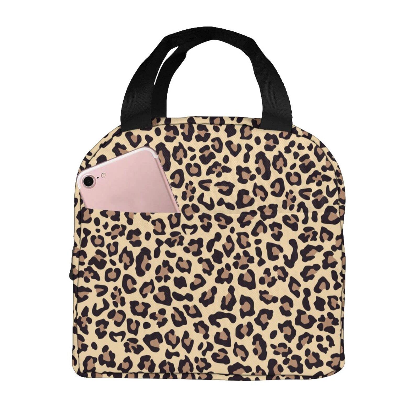 Leopard Print Insulated Lunch Bag - Reusable Thermal Cooler Tote with Zipper for Men & Women | Perfect for Work, School, Picnic, Camping & Outdoor Activities