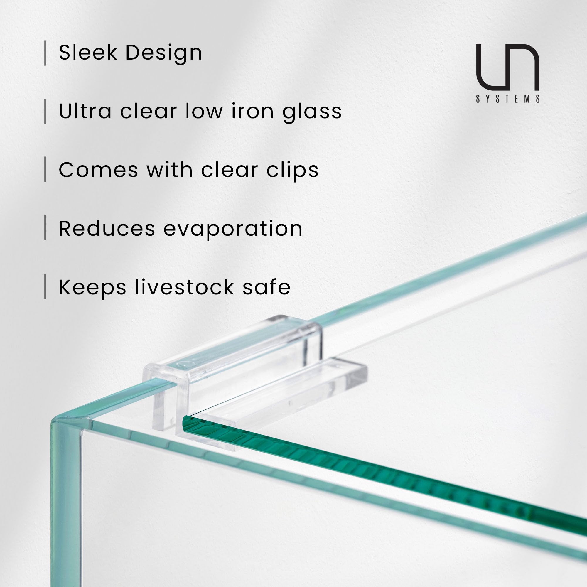Ultra Clear Rimless Aquarium Lid for Glass Tanks - Frameless Fish Tank Cover with Clips (Fits 90L Aquariums) | Perfect for Saltwater & Freshwater Home Aquariums, Shrimp Tanks & Planted Aquascapes