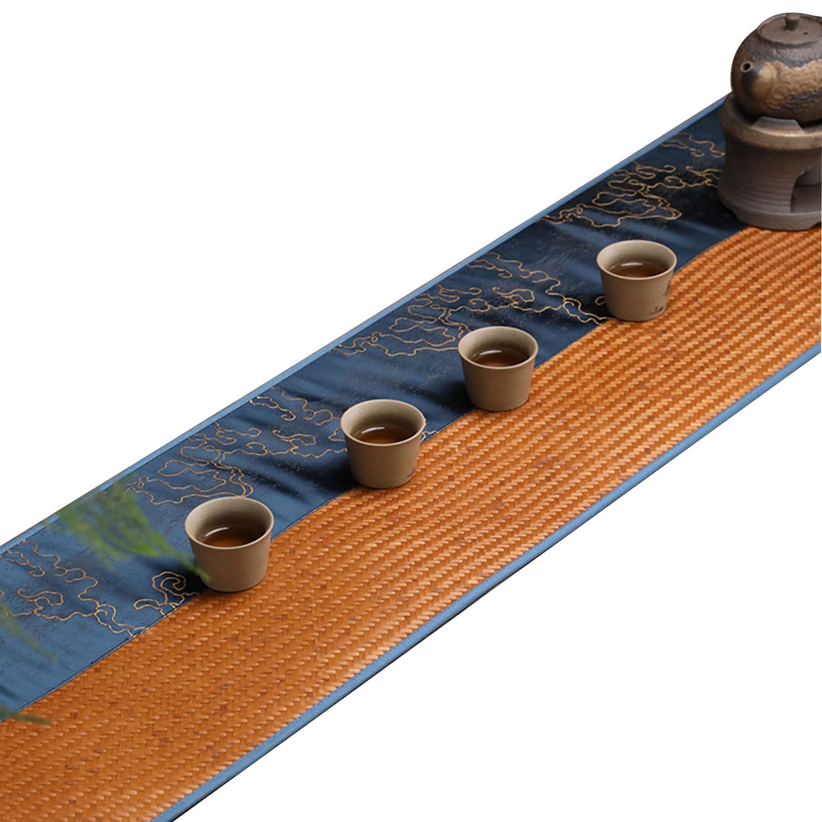 Heat Resistant Bamboo Coffee Mat - Country Style Placemats for Tea Room & Dining Table - Washable Table Runner (29x200cm/11.4x78.7in) - Perfect for Hot Mugs, Cozy Cafes & Elegant Dinner Parties