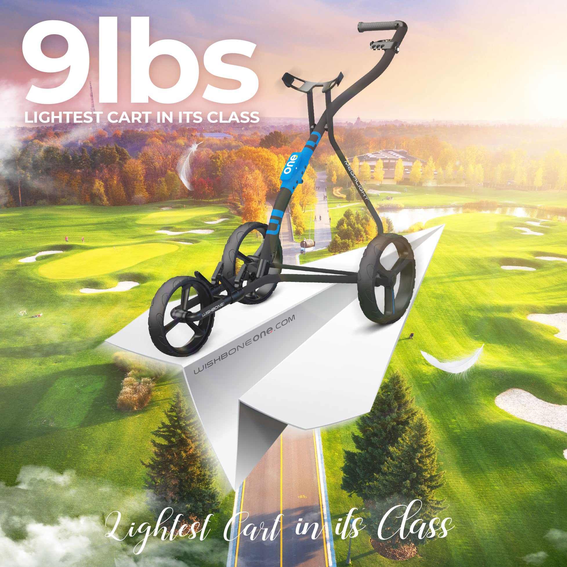 Lightweight Golf Push Cart with Wishbone Design - Premium Durable Materials for Easy Maneuvering | Perfect for Golfers, Seniors & Course Walking Enthusiasts