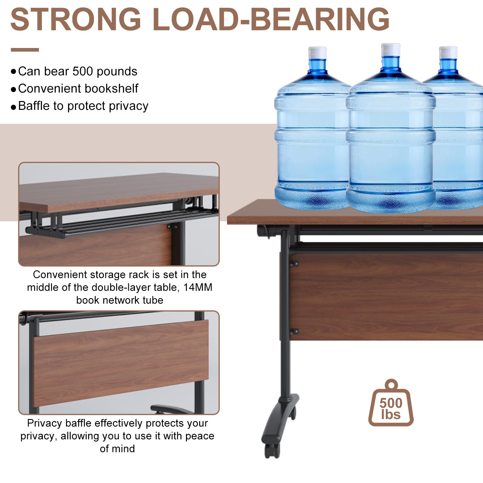 Foldable Conference Table with Silent Wheels - 2 Pack 140x60x75cm Modern Flip Top Mobile Training Table for Office Meetings & Events | Portable Folding Meeting Table for Training Rooms, Classrooms & Home Offices
