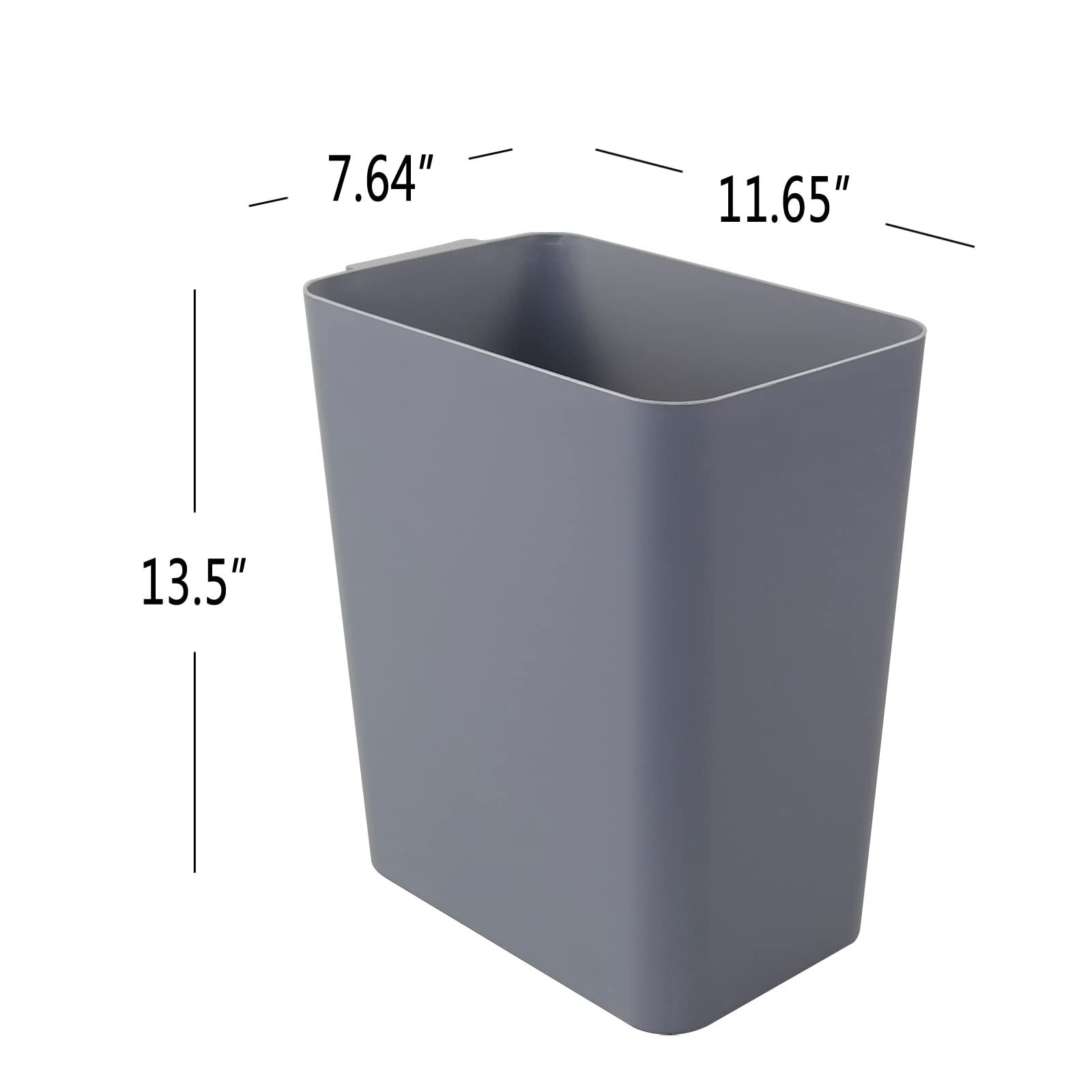 3-Pack 4.5 Gallon Gray Plastic Trash Can with Lid - Durable Wastebasket & Garbage Bin for Kitchen, Office, Bathroom & Outdoor Use