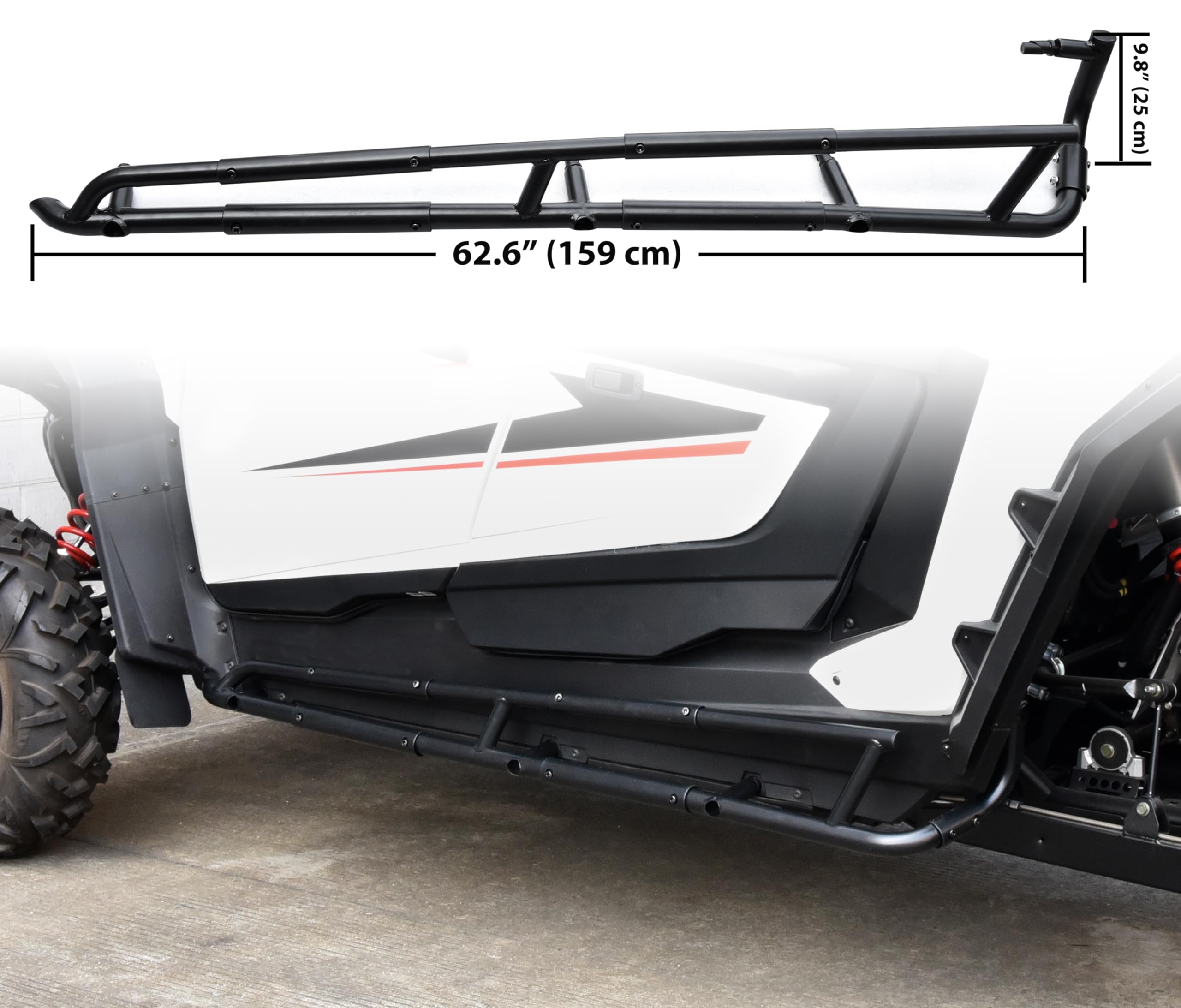 SAUTVS Black Nerf Bars Rock Sliders for Polaris RZR XP4 1000 (2024-2025) - Heavy Duty Side Bumper Guard, Low Profile Side Steps & Tree Kickers for Off-Road Protection - Perfect for Trail Riding, Rock Crawling & 4-Seat UTV Adventures