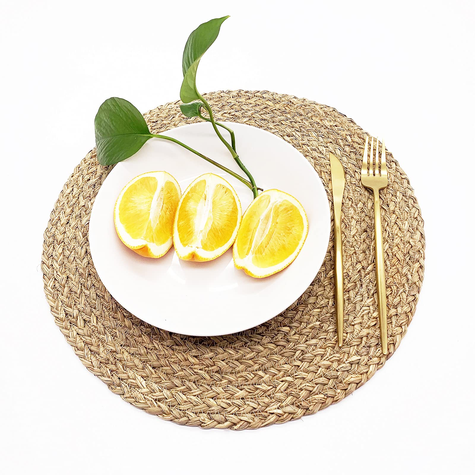 Natural Straw Woven Placemats Set of 2 - 14.17