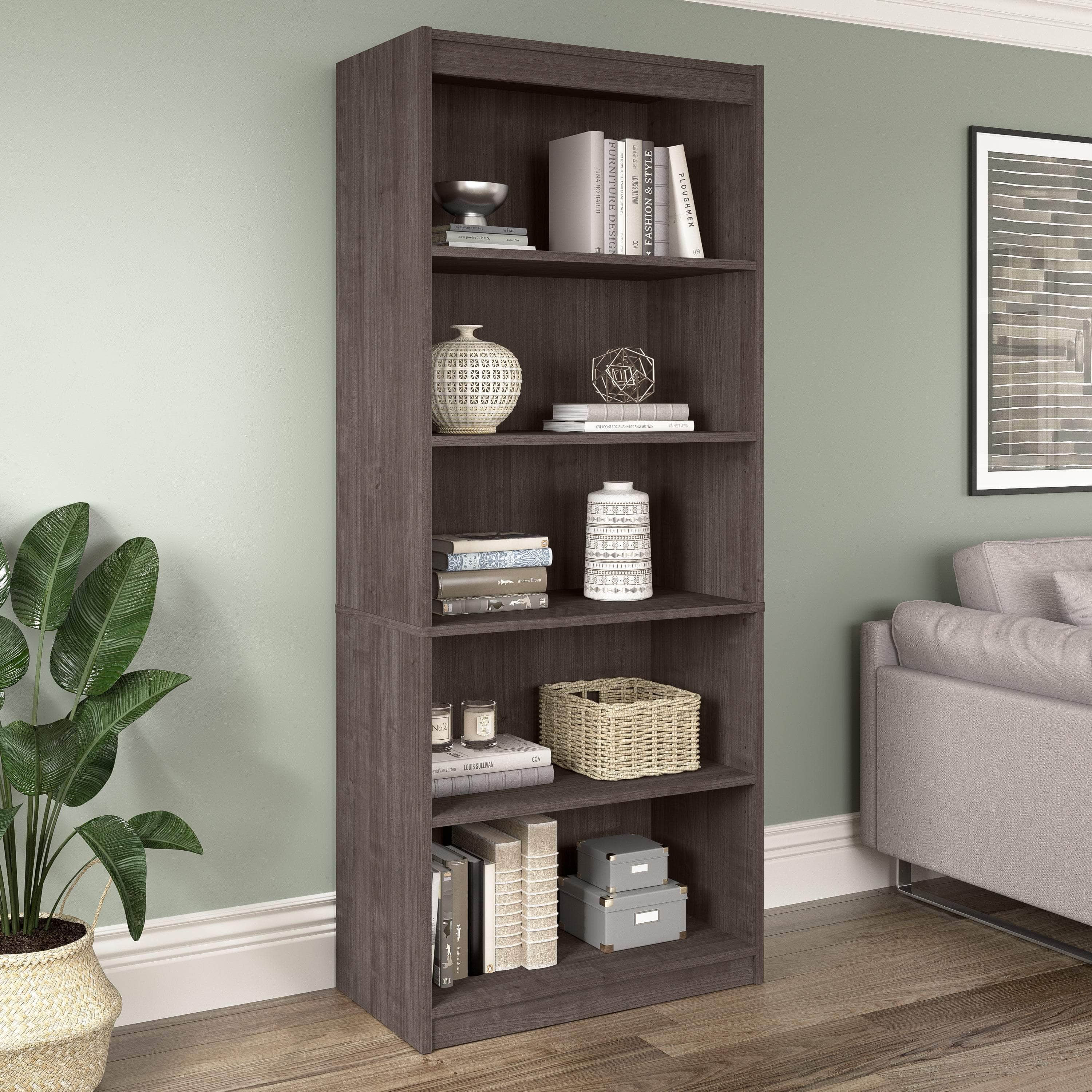Universal 30W Standard 5-Shelf Bookcase - 4 Color Options for Home, Office & Dorm Room Organization