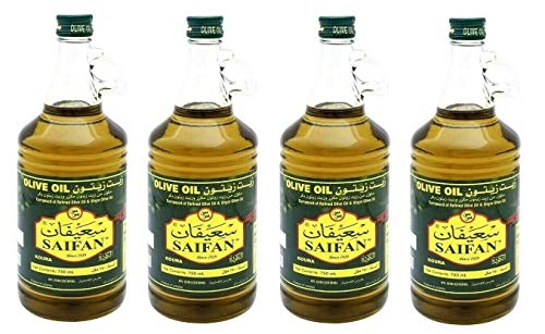 Premium Saifan Extra Virgin Olive Oil from Lebanon - 4 Bottles (25.36oz/750mL Each) - Cold Pressed, First Cold Press, Rich Flavor - Perfect for Cooking, Salad Dressing & Mediterranean Cuisine