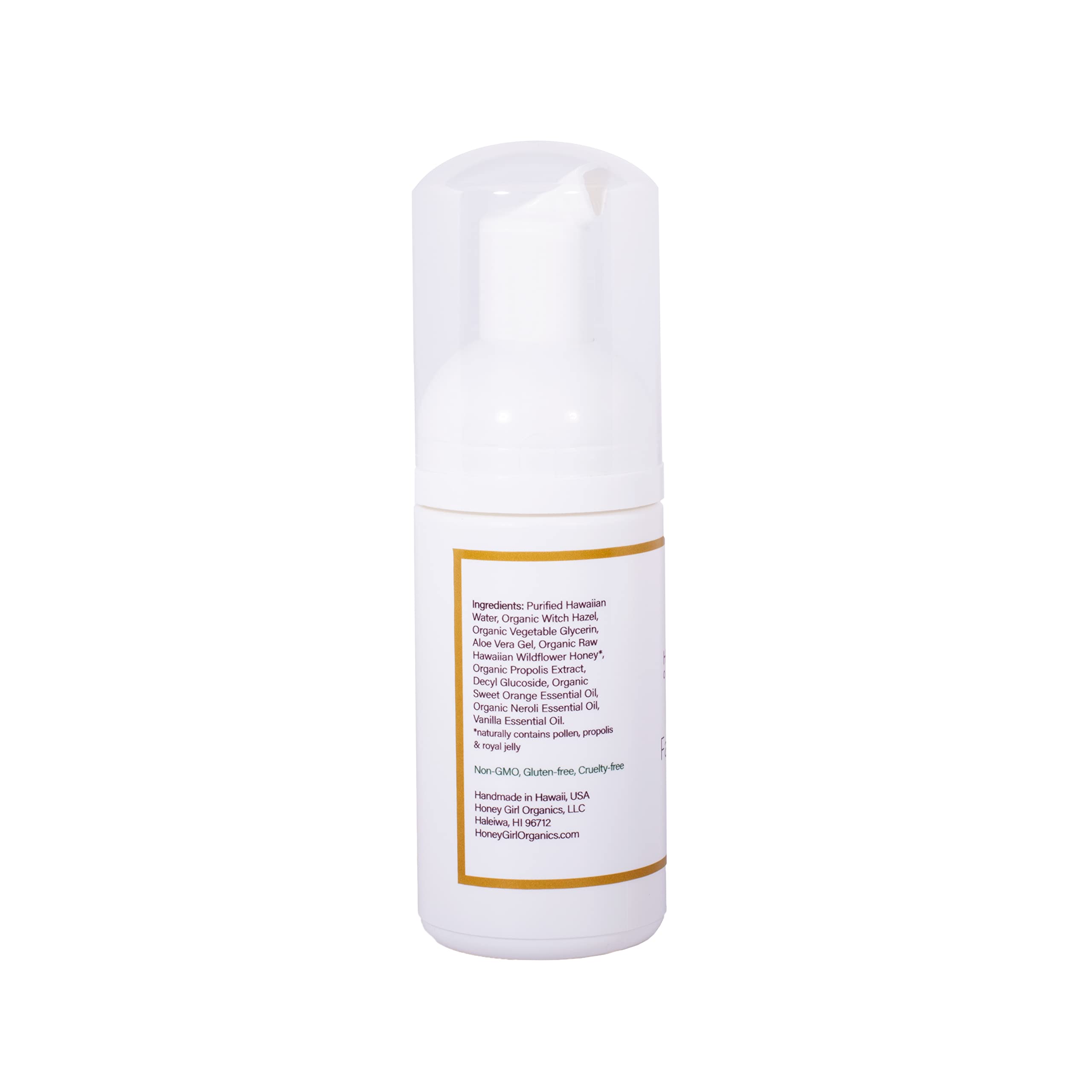 Honey Girl Organics Foaming Facial Wash - 3.5 fl oz | Natural & Organic Face Cleanser for Sensitive Skin | Perfect for Daily Skincare Routine & Travel