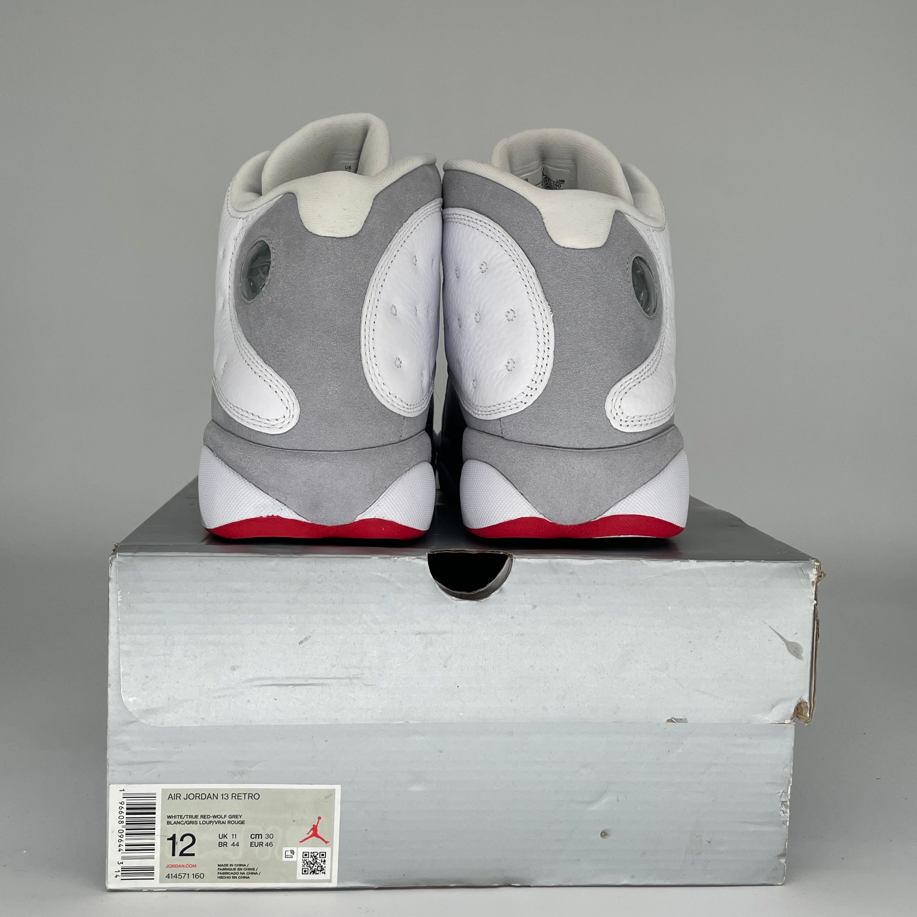 Original: AIR JORDAN 13 WOLF GREY SIZE 12 414571 160   Optimized: Air Jordan 13 Retro 