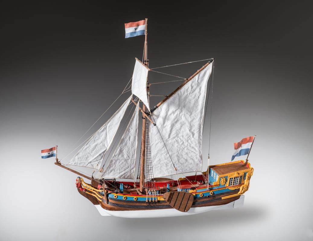 Dusek Dutch Statenjacht Wooden Model Ship Kit D023 - 1:48 Scale Model Boat for Collectors & Hobbyists - Perfect for Home Decor, Gifts & DIY Shipbuilding Projects