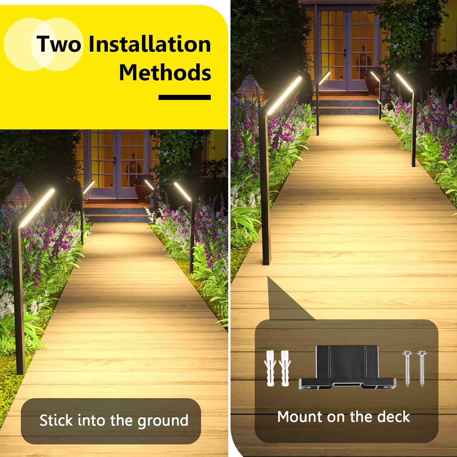 ROSHWEY Solar Pathway Lights Outdoor Waterproof - Solar Garden Lights for Patio, Backyard, Walkway, Yard, Lawn, Driveway - Weatherproof Solar Powered Landscape Lighting for Garden Decor & Pathway Illumination