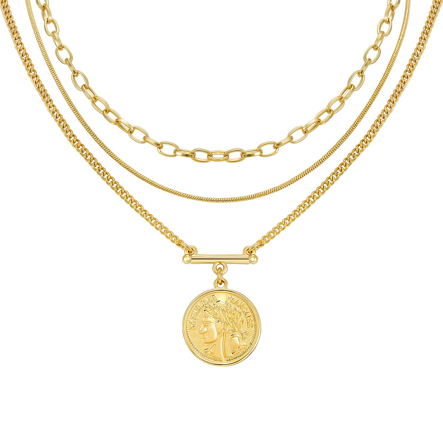 Layered Gold Necklace for Women - Dainty Snake & Coin Pendant Jewelry Set, Elegant Layering Necklace Gift for Her | Perfect for Everyday Wear, Date Nights & Special Occasions