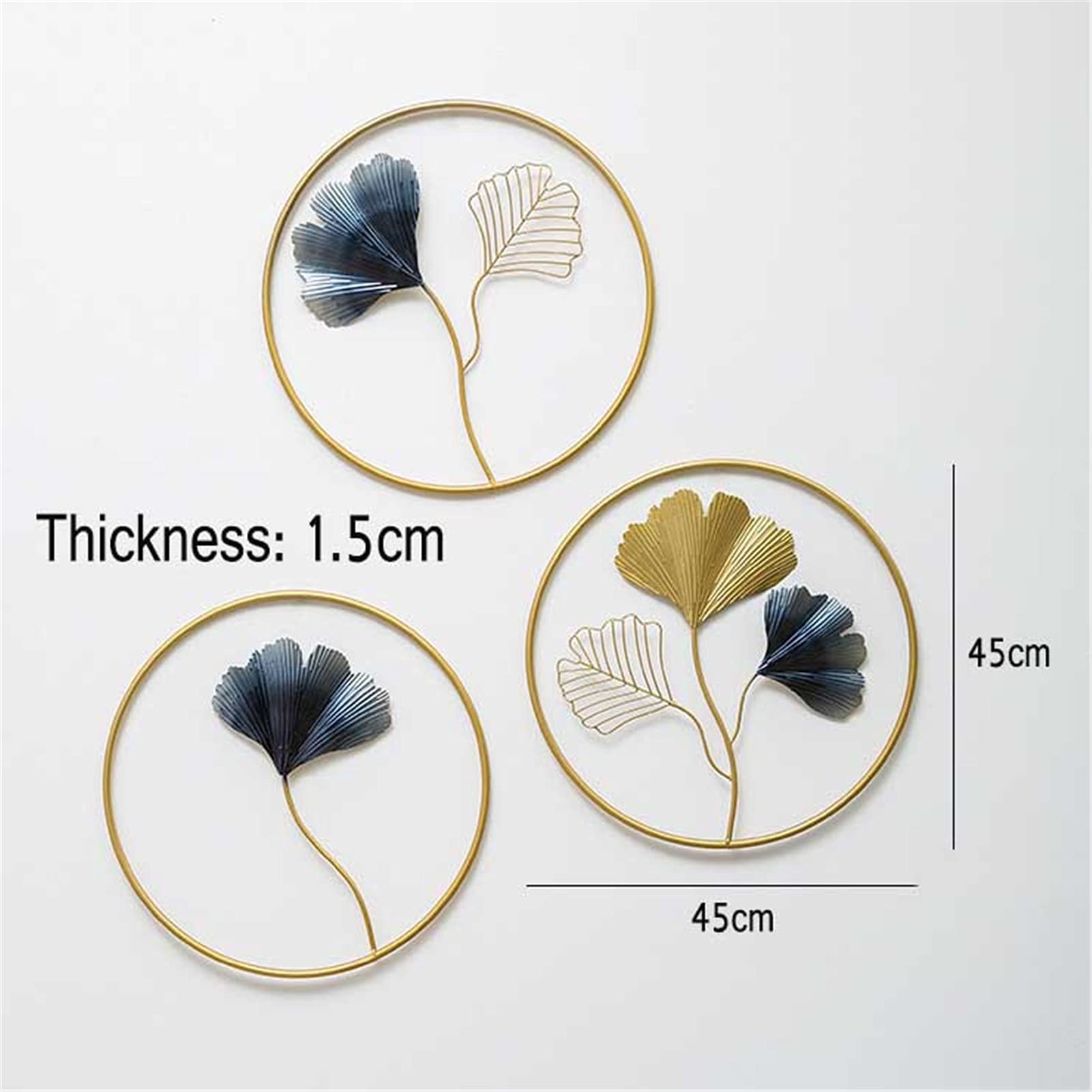 3PCS Gold Ginkgo Leaf Metal Wall Art Decor - Nordic Style Home Ornament for Living Room, Bedroom, Study & Hotel - 45cm Diameter - Perfect for Boho Decor, Housewarming Gifts & Wall Accents