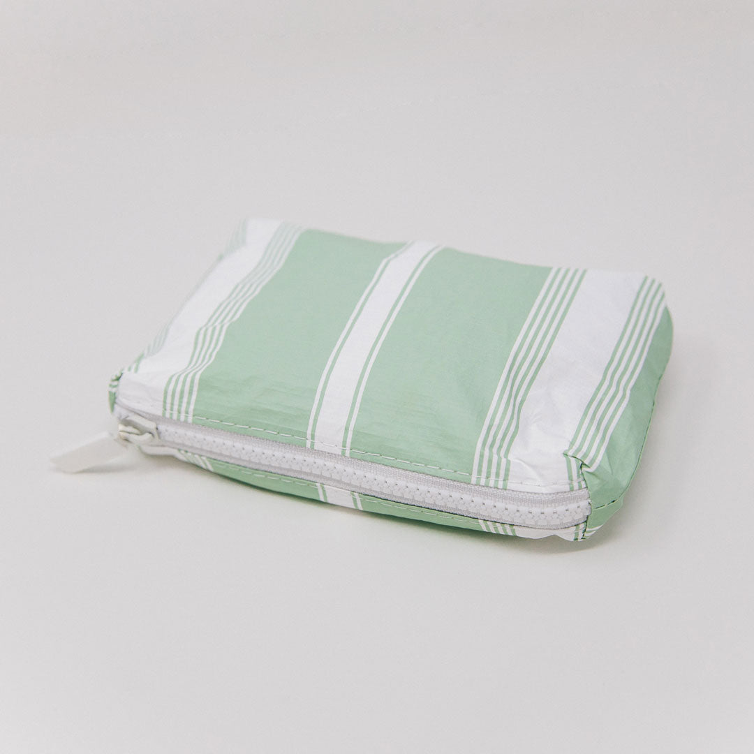 Aloha Mini Linen Stripe Pouch - Small Travel Cosmetic Bag for Women, Cute Striped Makeup Organizer - Perfect for Beach Vacation, Gym Essentials & Daily Use