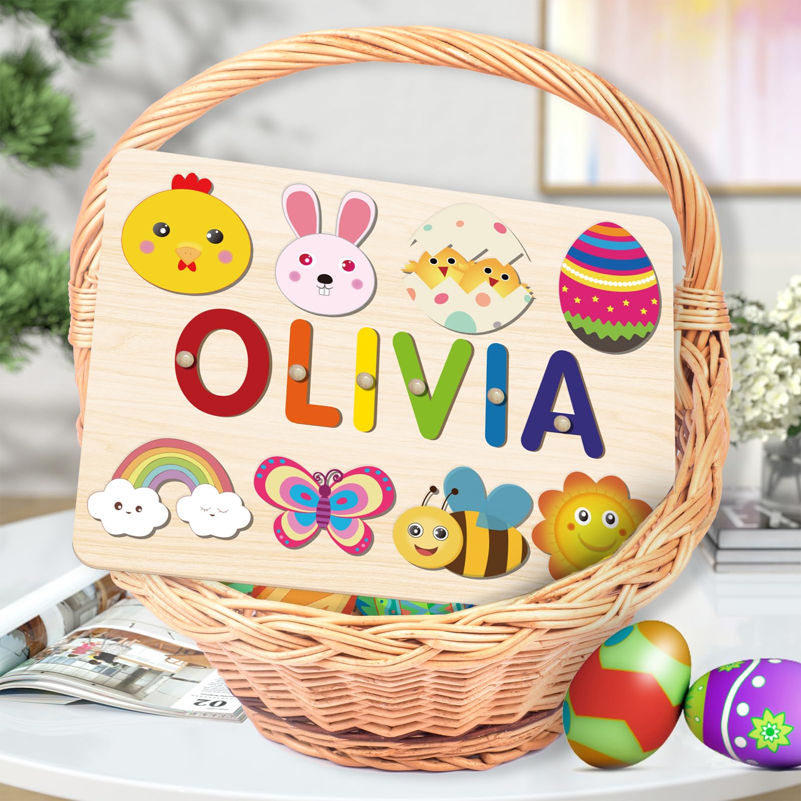 Personalized Wooden Name Puzzle for Toddlers 1-3 Years Old - Montessori Learning Toy, Easter Basket Stuffer & 1st Birthday Gift for Baby Boys & Girls - Perfect for Early Childhood Education & Holiday Gifting