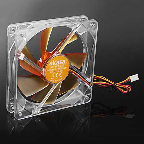 Akasa AK-183 L2B 120mm x 120mm x 25mm 3-Pin PC Cooling Fan with Twin Ball Bearing - Quiet Amber LED Case Fan for Computer, Gaming PC, and Server Cooling
