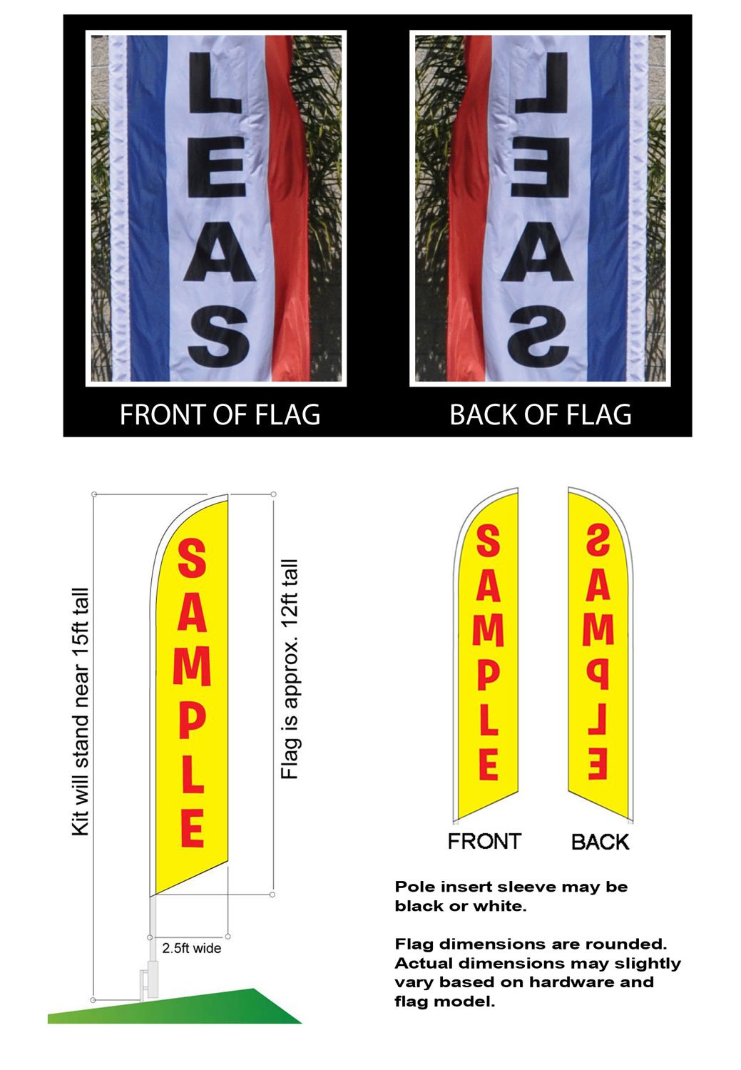 Premium Car Wash Kit - 100% Hand Wash Auto Detailing Package (3-Pack) | Durable Feather Banner & Swooper Flag Advertising Kits with Ground Spikes | Perfect for Car Dealerships, Gas Stations & Auto Shows