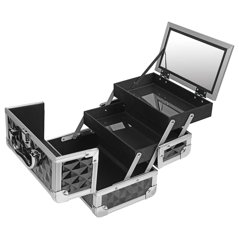Professional Makeup Train Case with Mirror - Portable Cosmetic Organizer for Makeup Artists & Travel - Perfect for Salon, Home, and On-the-Go Beauty Needs