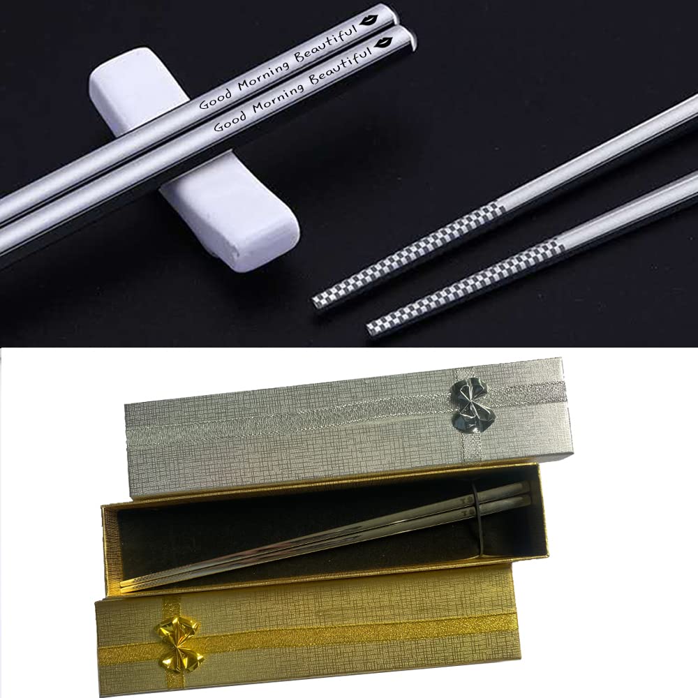 Custom Engraved Reusable Chopsticks Set with Gift Box - Personalized Name & Design for Asian Cuisine, Sushi, Ramen, Chinese & Japanese Dining Experience