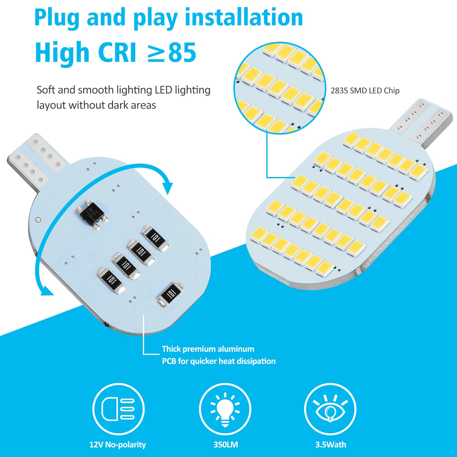 20PCS T10 921 922 912 194 RV Interior LED Light Bulbs - Super Bright 4500K Natural White Replacement Bulbs for 12V RV, Camper, Trailer, Motorhome, Boat Dome & Marine Indoor Lighting - Perfect for Night Driving and Interior Illumination