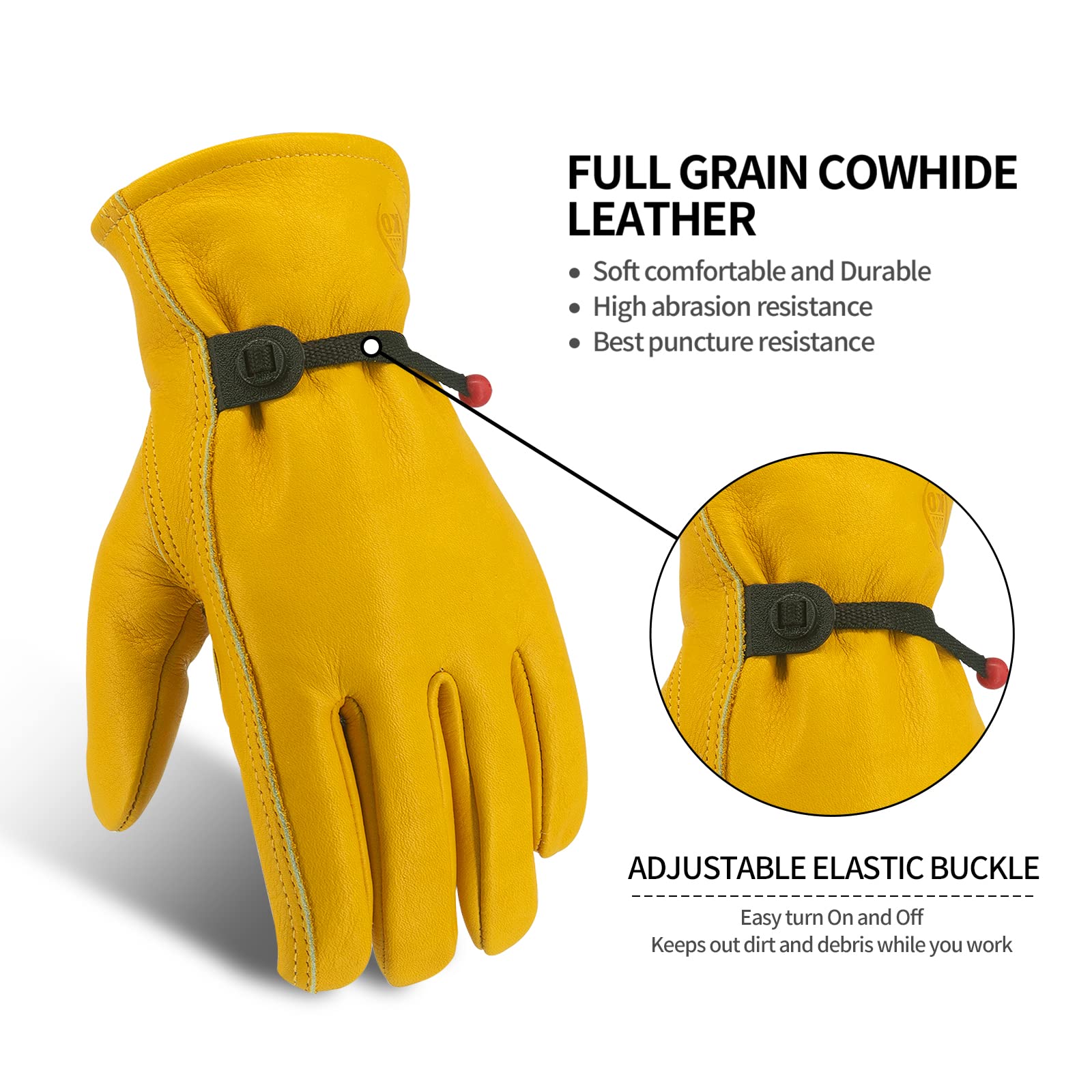 Durable Cowhide Work Gloves - Puncture & Cut Resistant for Gardening & Labor