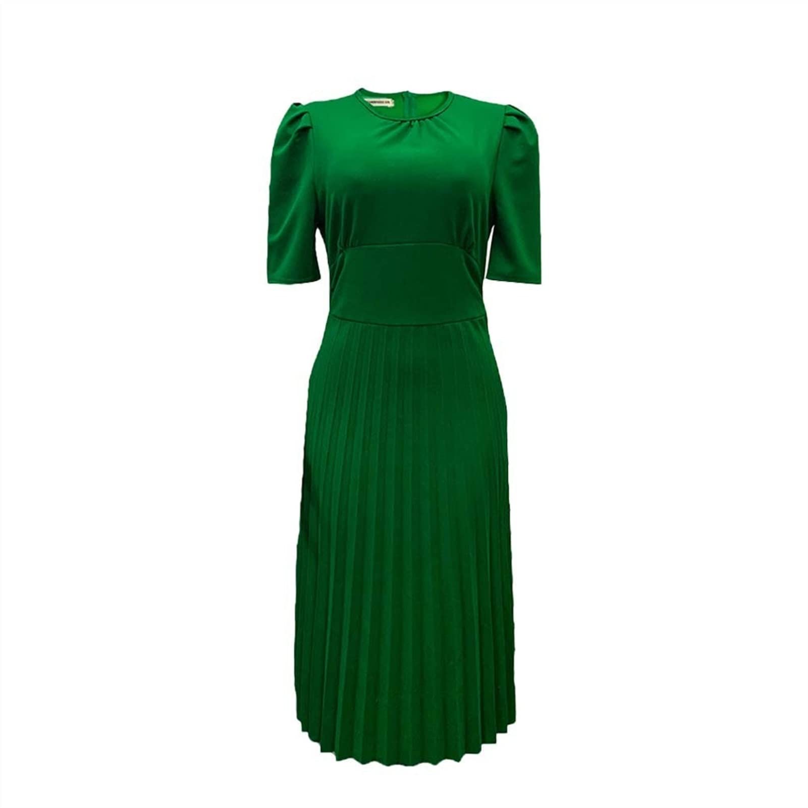 TOMYEUS Women's Plus Size Summer Dress 2022 - Short Sleeve Pleated Flowy Green Dress for Women XL | Casual Outfit for Beach, Vacation & Everyday Wear