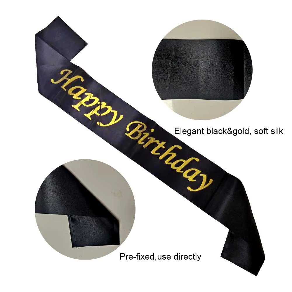 65th Birthday Party Decorations Set - Gold 'Happy 65th Birthday' Banner, Number Balloons, Sash & Confetti Balloons for 65 Year Old Celebration - Perfect for Milestone Birthday Parties, Retirement Celebrations & Anniversary Events (Dark Blue)