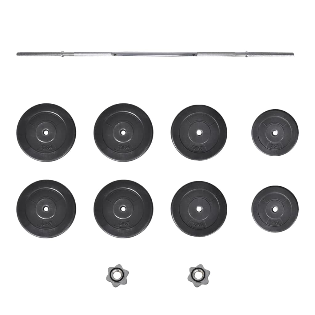 vidaXL 132 lb Barbell Set with Weight Plates & Grip Handles - Heavy Duty Metal Home Gym Equipment for Strength Training, Weightlifting & CrossFit Workouts | Perfect for Home Gym, Personal Training Centers & Fitness Enthusiasts