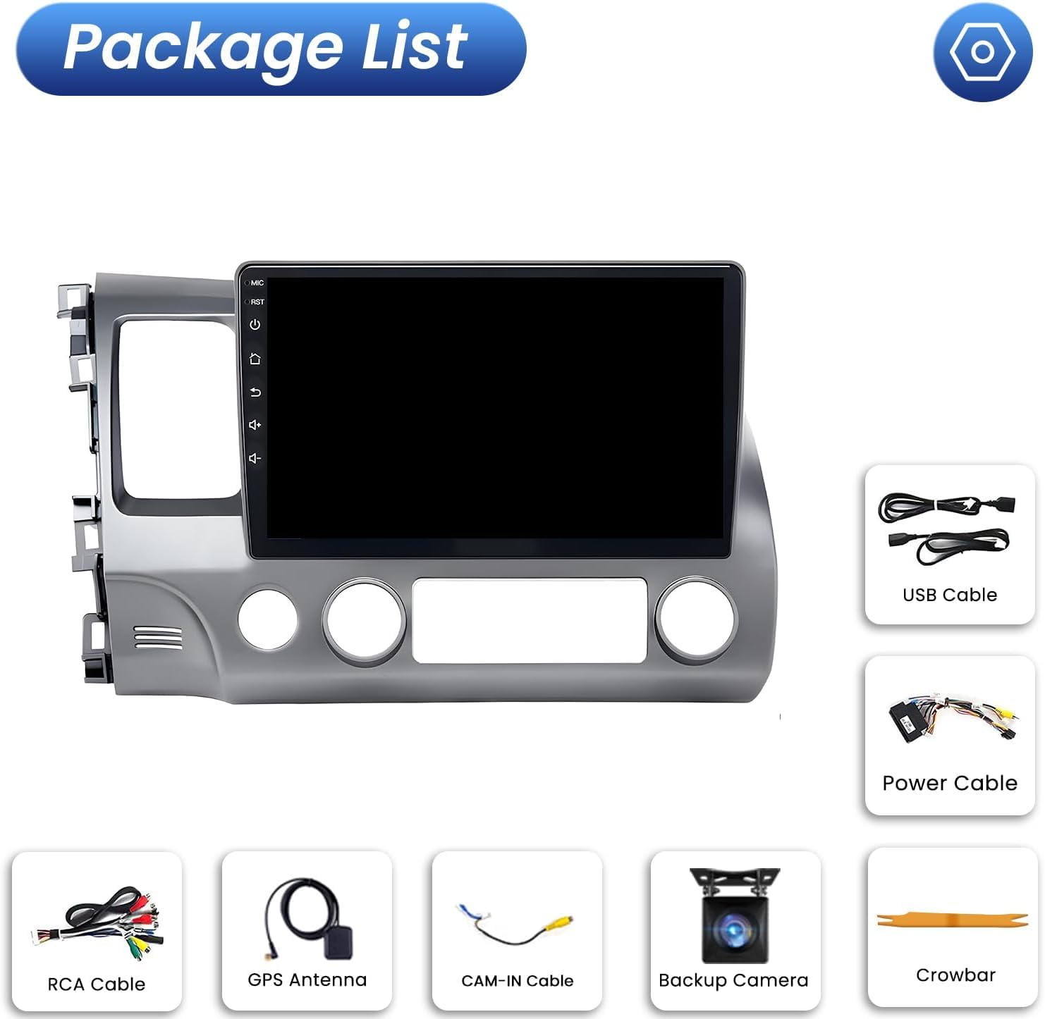 4GB+32GB Android 13 Car Stereo for Honda Civic 2006-2011 - Wireless Apple CarPlay & Android Auto, GPS Navigation, Backup Camera, HiFi Sound - Perfect for Commuting & Road Trips