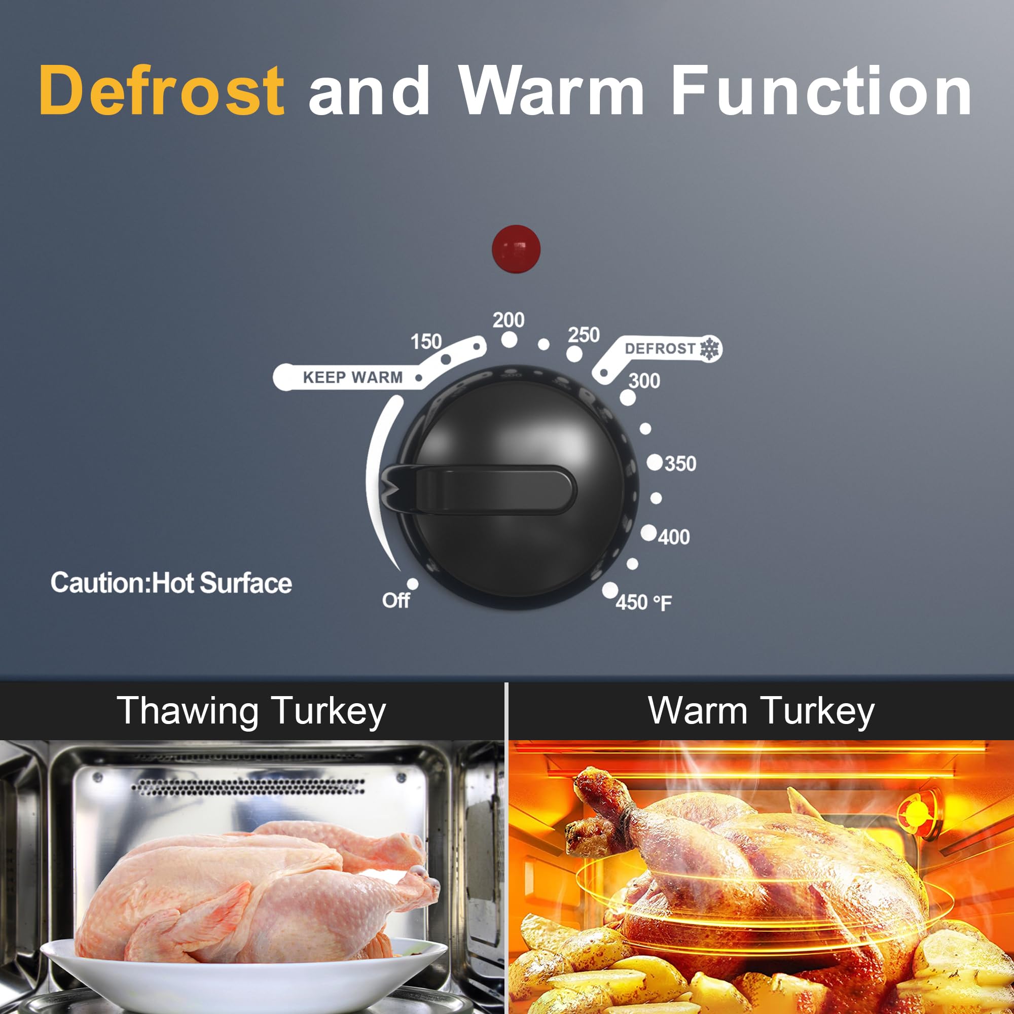 26QT Electric Roaster Oven with Viewing & Self-basting Lid, Stainless Steel Turkey Roaster Oven in Blue – Perfect for Holiday Feasts and Family Gatherings