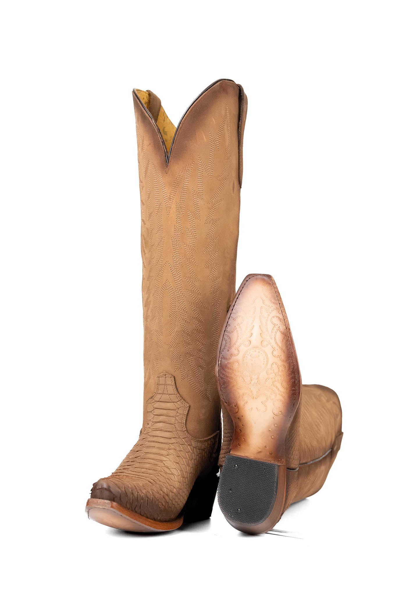 Presley Matte Python Tall Wide Calf Snip Toe Cowgirl Boots for Women - Western Fashion Riding Boots for Country Dance & Outdoor Events