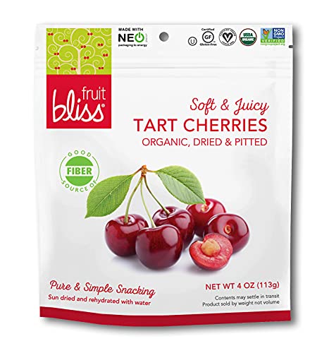 Organic Dried Cherries Snacks - Soft & Juicy Pitted Tart Cherries - Non-GMO, Gluten-Free, Vegan - Healthy Fruit Snacks for Kids & Adults (3 Pack - 4 Oz) | Perfect for Trail Mix, Baking & On-the-Go Snacking