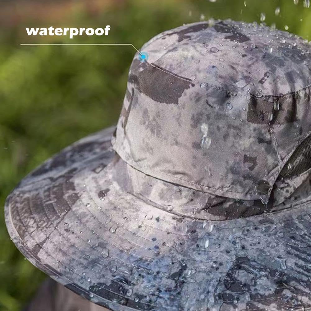 Men's Wide Brim Solar Fan Outdoor Fishing Hat with 2 Cooling Fans - UPF 50+ Sun Protection, Adjustable Headband, Grey (Medium-Large) - Perfect for Fishing, Hiking, Gardening & Summer Outdoor Activities