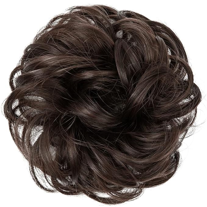 Trexee Brown Messy Bun Hair Extension with Elastic Band | Synthetic Hairpiece for Women & Girls | Perfect for Everyday Wear, Parties & Cosplay (1 Pack)