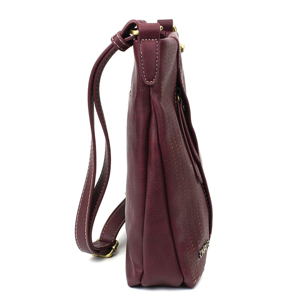 CHALA Women's Laser Cut Crossbody Bag - Faux Leather Purse in Plum Color for Casual Outings, Shopping & Travel