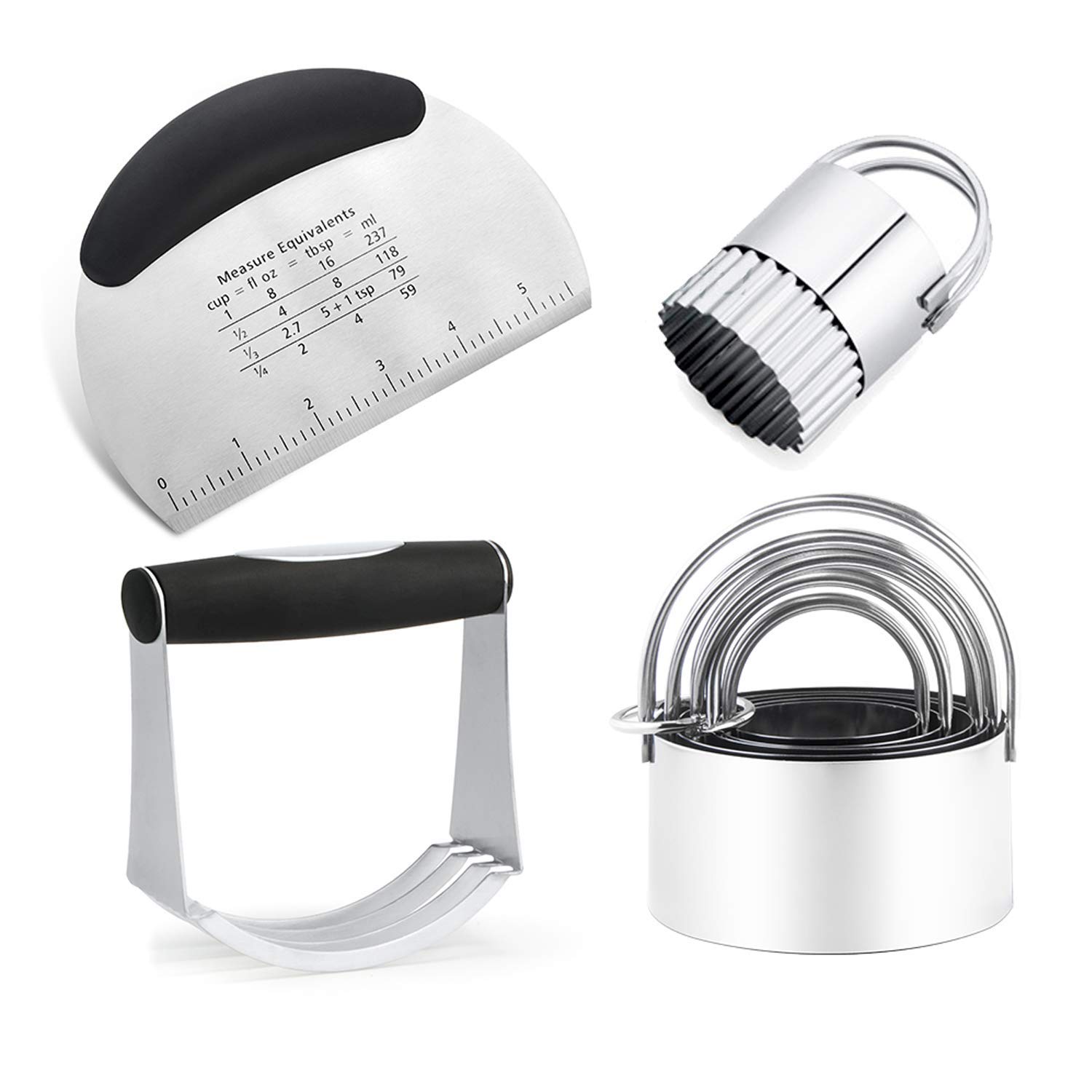 Premium Stainless Steel Biscuit & Pastry Cutter Set - Professional Dough Blender Baking Tools for Cookies, Pies & Pastries - Ideal for Home Bakers & Commercial Kitchens