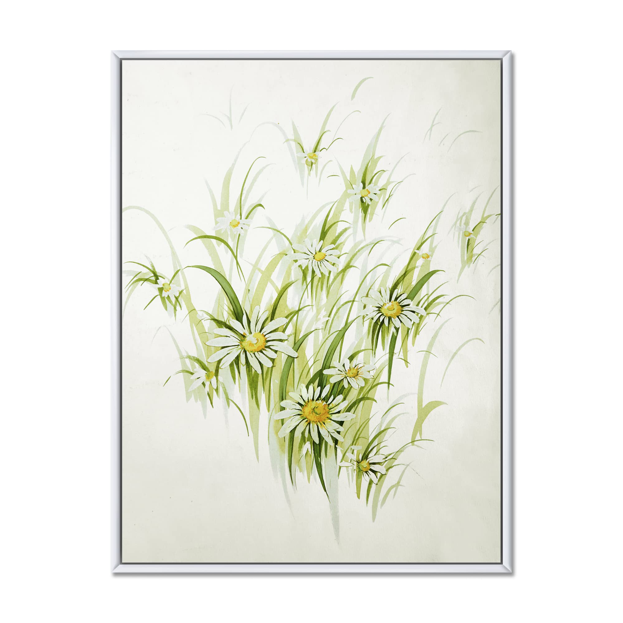 Vintage Floral Canvas Wall Art - Retro Framed Flower Painting Print for Living Room, Bedroom & Office Decor