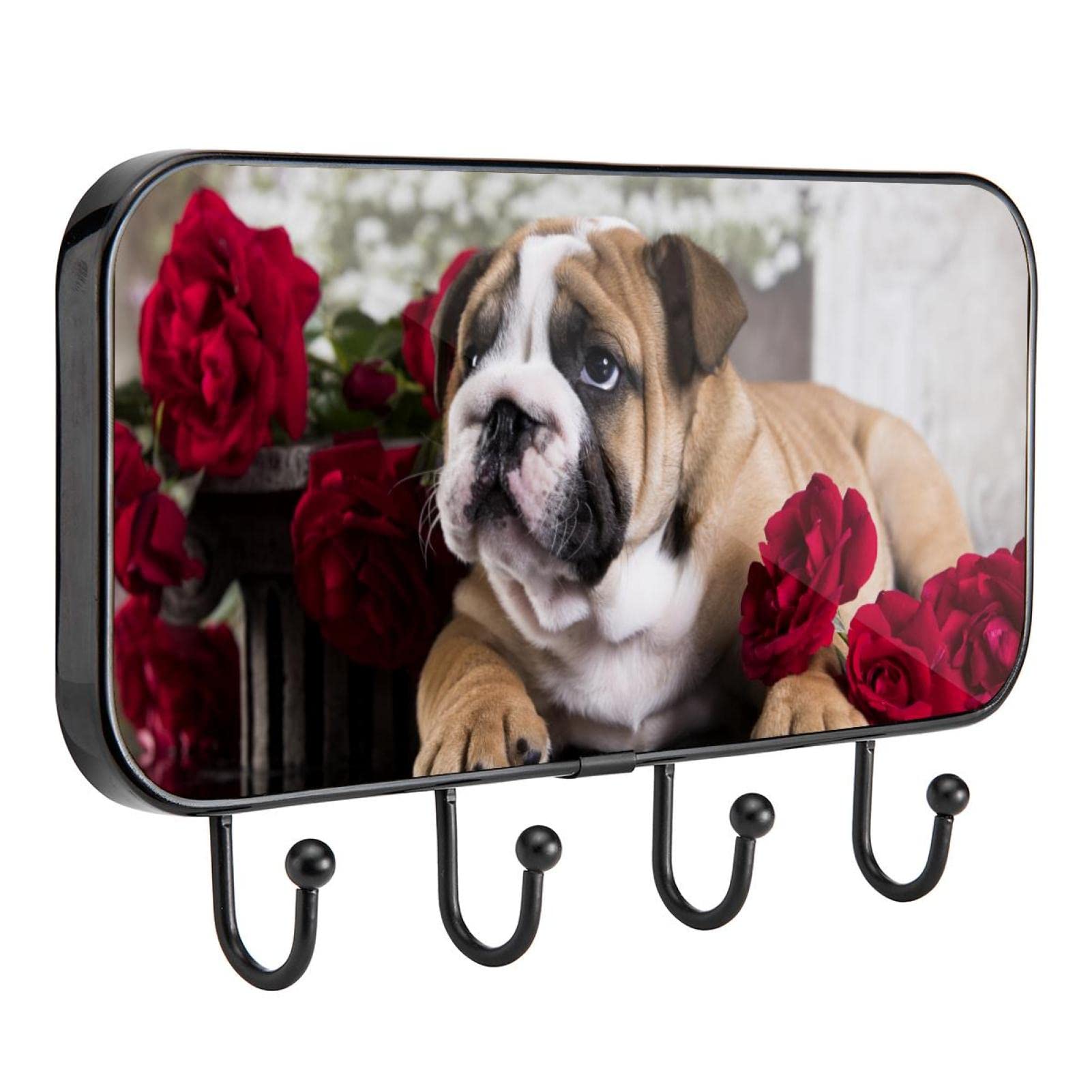Sturdy Wall Hooks for Hanging - Decorative Dog & Rose Design - Adhesive Bathroom & Kitchen Utility Hooks - Perfect for Organizing Towels, Coats, and Home Decor