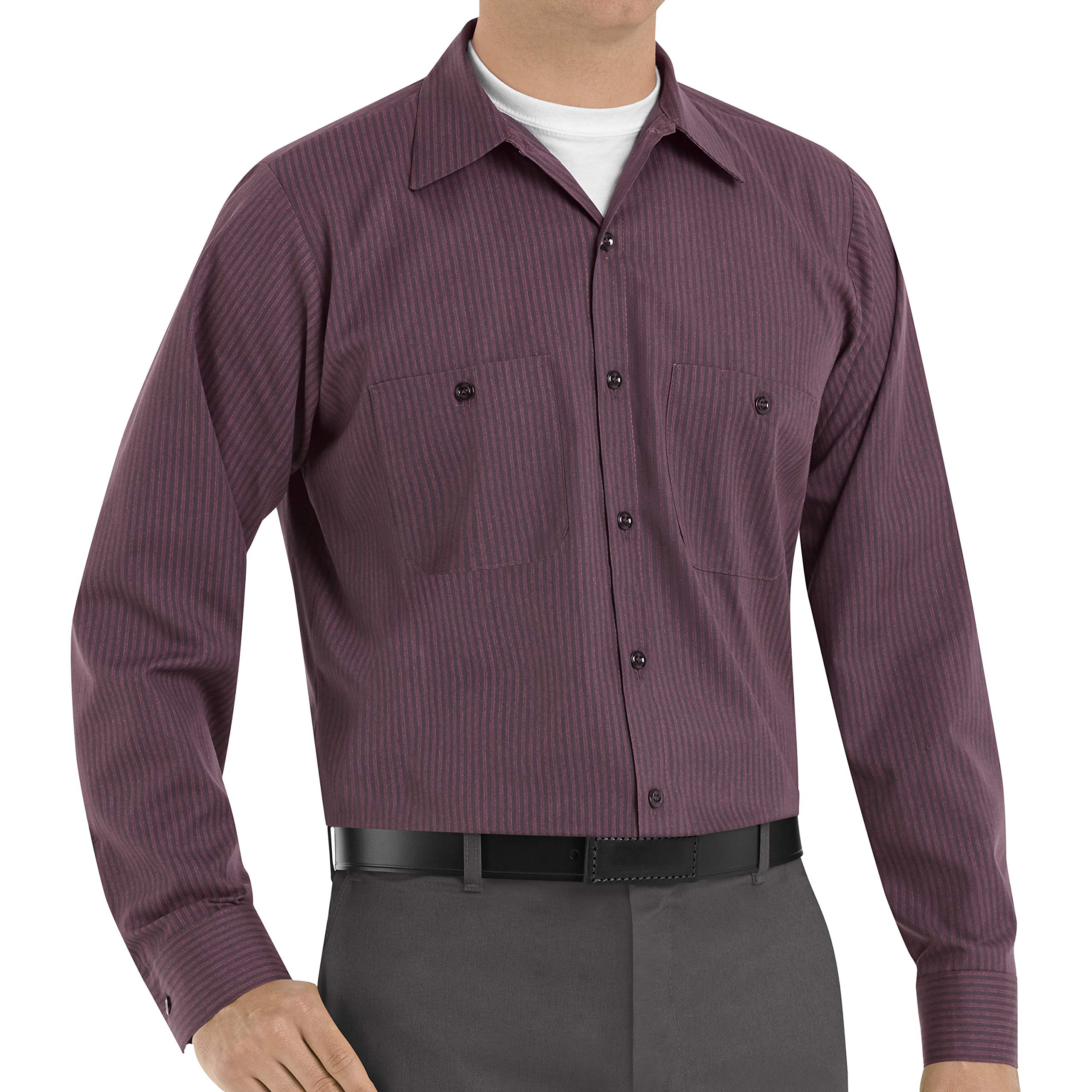 Red Kap Men's Industrial Work Shirt with Pencil Pocket - Durable Long-Sleeve Button-Up for Construction, Mechanics & Warehouse Work