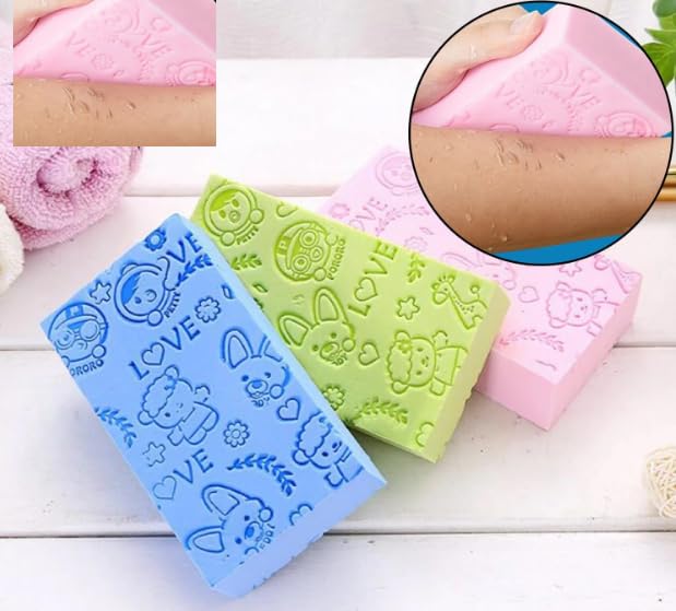 ImegaZ Ultra Soft Exfoliating Bath Sponge - Pack of 3 | Gentle Body Scrubber for Smooth Skin, Adults & Kids | Perfect for Shower, Spa & Daily Skincare Routine