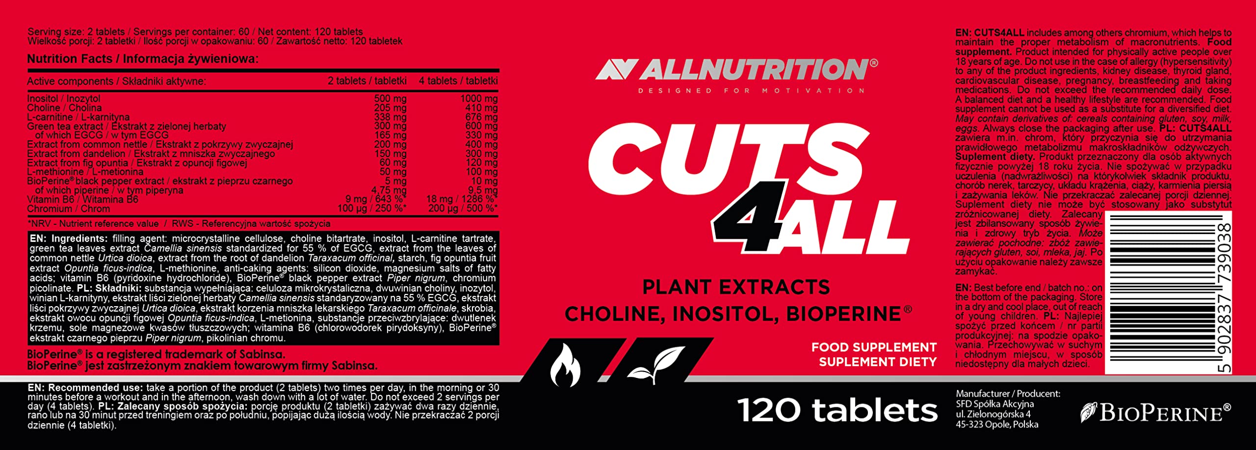 Allnutrition Cuts4All Fat Burner & Metabolism Booster - 120 Tablets for Weight Loss & Energy Support - Perfect for Gym, Workout & Active Lifestyle